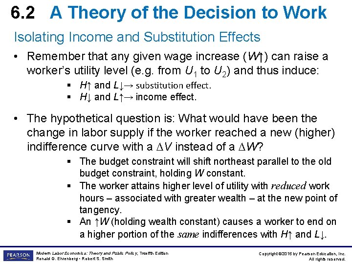 6. 2 A Theory of the Decision to Work Isolating Income and Substitution Effects