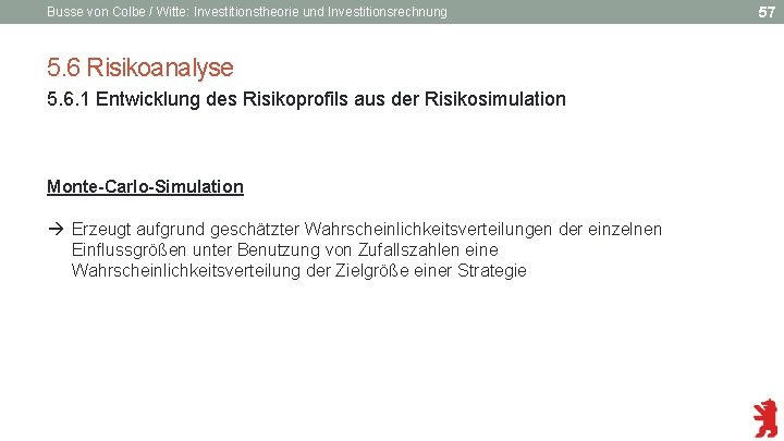 Busse von Colbe / Witte: Investitionstheorie und Investitionsrechnung 5. 6 Risikoanalyse 5. 6. 1