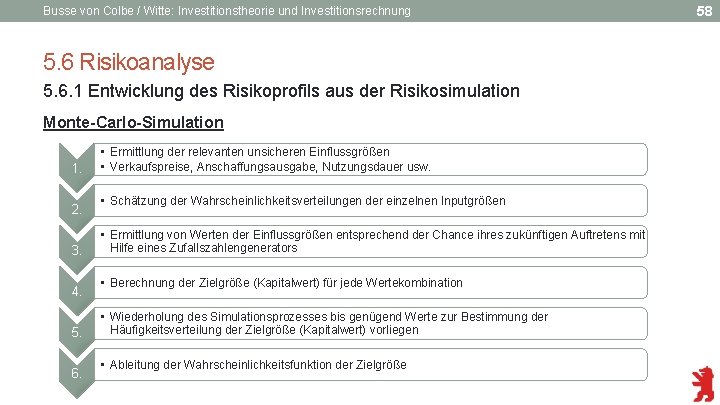 Busse von Colbe / Witte: Investitionstheorie und Investitionsrechnung 5. 6 Risikoanalyse 5. 6. 1