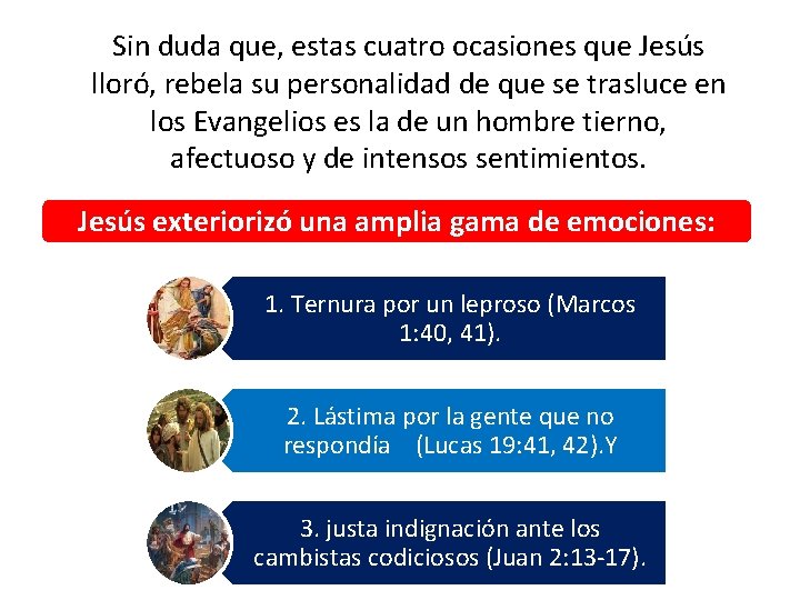 Sin duda que, estas cuatro ocasiones que Jesús lloró, rebela su personalidad de que