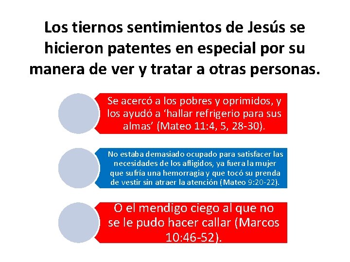 Los tiernos sentimientos de Jesús se hicieron patentes en especial por su manera de