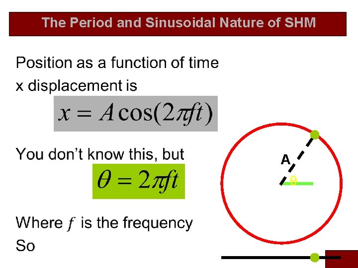  The Period and Sinusoidal Nature of SHM A q 