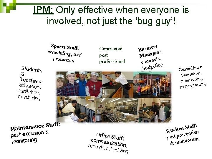 IPM: Only effective when everyone is involved, not just the ‘bug guy’! Sports Staff
