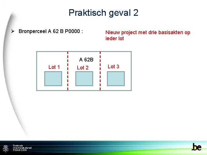 Praktisch geval 2 Ø Bronperceel A 62 B P 0000 : Nieuw project met