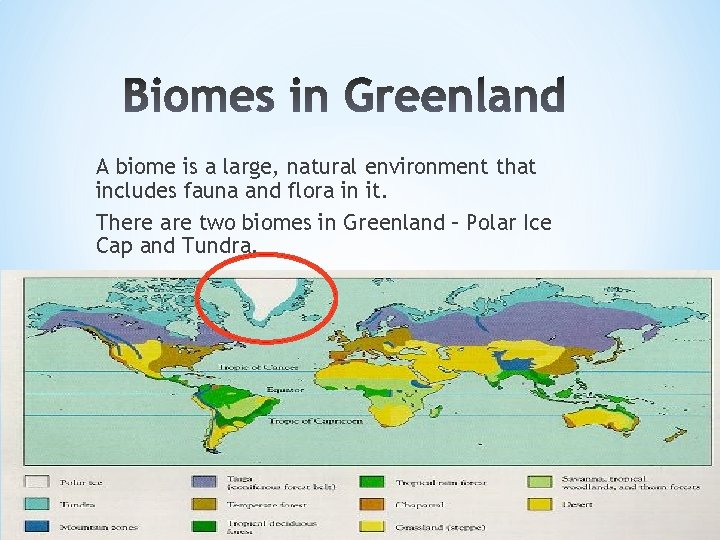 A biome is a large, natural environment that includes fauna and flora in it.