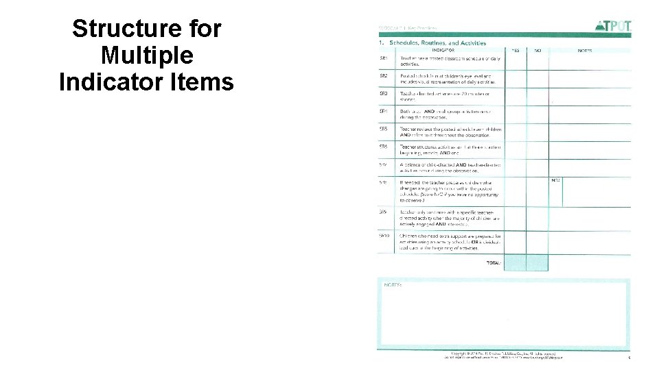 Structure for Multiple Indicator Items 