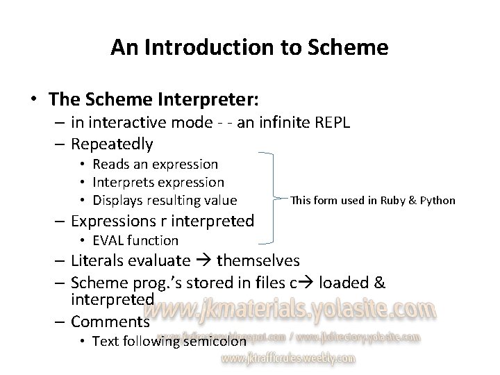 An Introduction to Scheme • The Scheme Interpreter: – in interactive mode - -