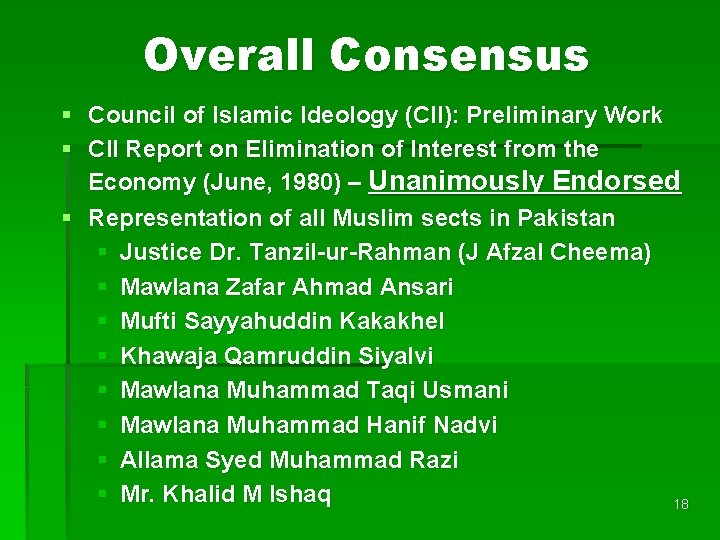 Overall Consensus § Council of Islamic Ideology (CII): Preliminary Work § CII Report on