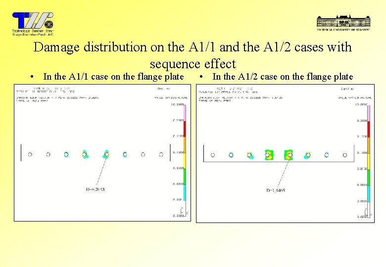 Damage distribution on the A 1/1 and the A 1/2 cases with sequence effect