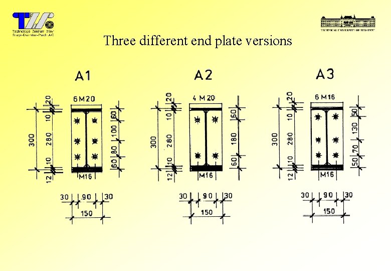Three different end plate versions 