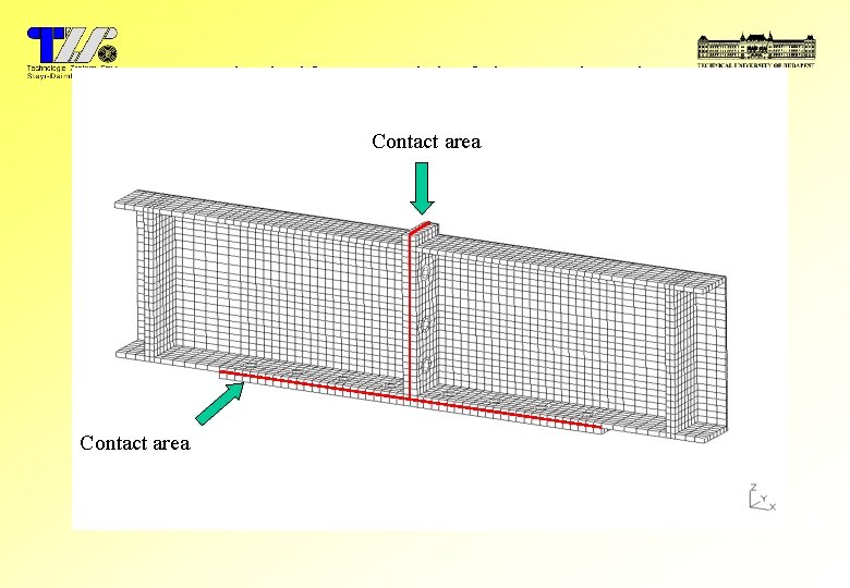 The half FE model of the test bench Contact area 