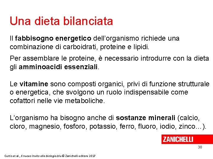 Una dieta bilanciata Il fabbisogno energetico dell’organismo richiede una combinazione di carboidrati, proteine e