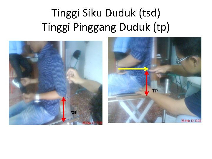 Tinggi Siku Duduk (tsd) Tinggi Pinggang Duduk (tp) TP tsd 