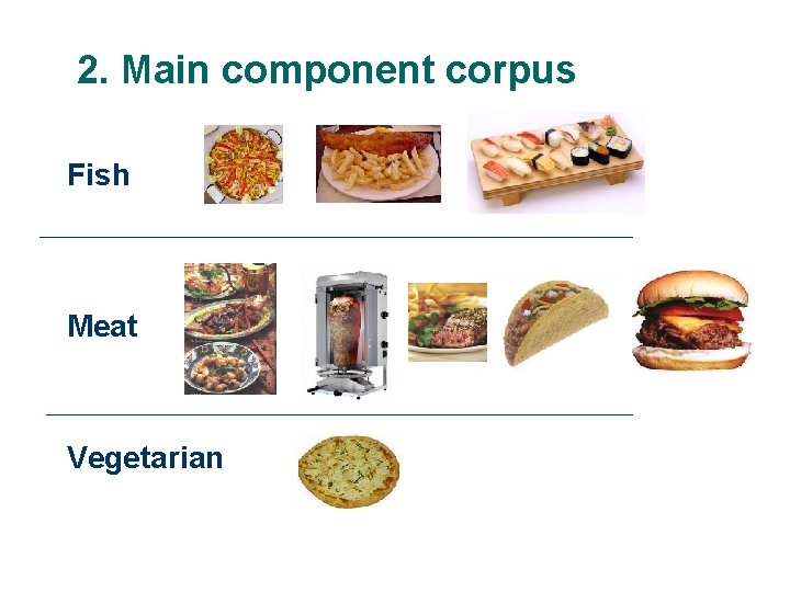 2. Main component corpus Fish Meat Vegetarian 