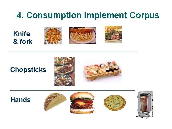 4. Consumption Implement Corpus Knife & fork Chopsticks Hands 