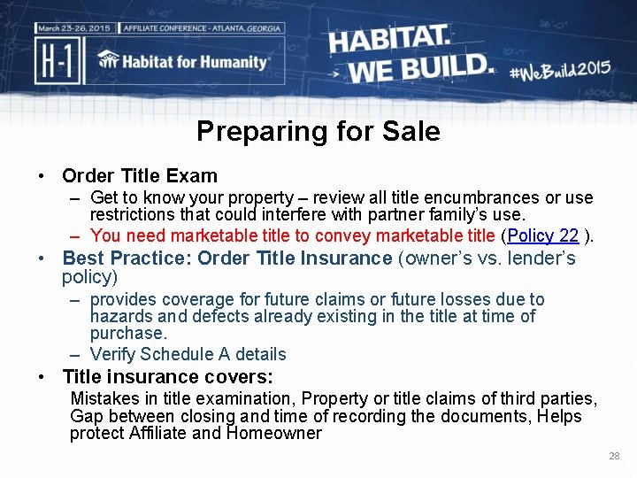 Preparing for Sale • Order Title Exam – Get to know your property –