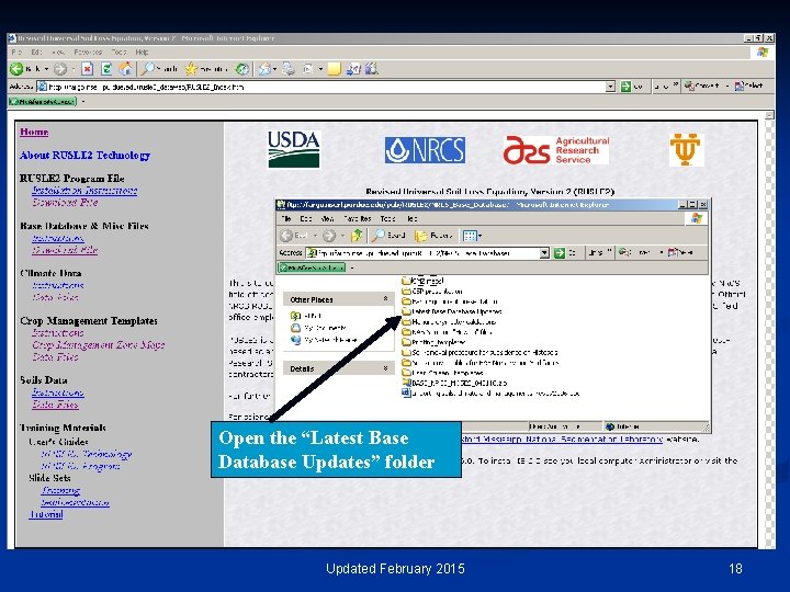 Open the “Latest Base Database Updates” folder Updated February 2015 18 
