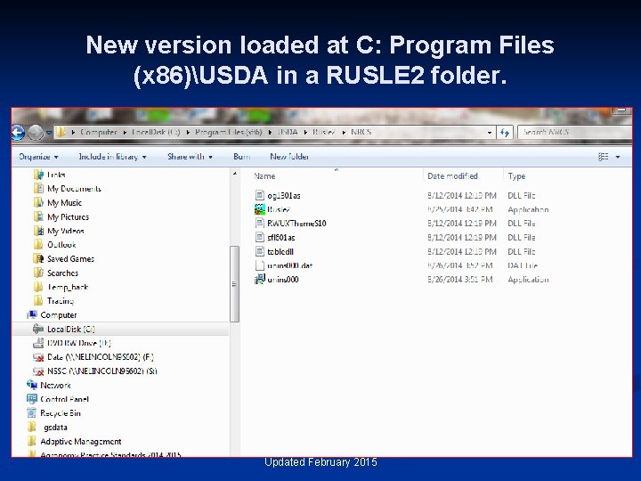 New version loaded at C: Program Files (x 86)USDA in a RUSLE 2 folder.