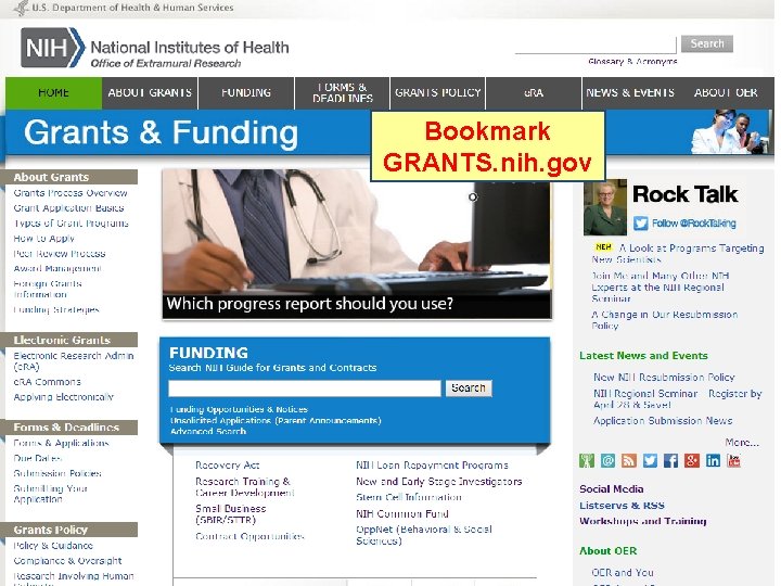 Bookmark GRANTS. nih. gov 