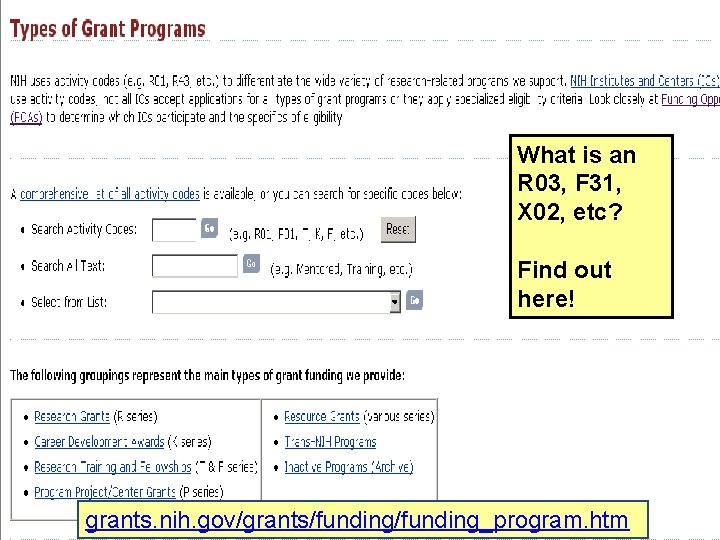What is an R 03, F 31, X 02, etc? Find out here! grants.