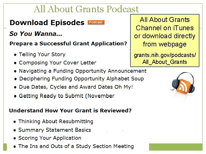 All About Grants Podcast All About Grants Channel on i. Tunes or download directly