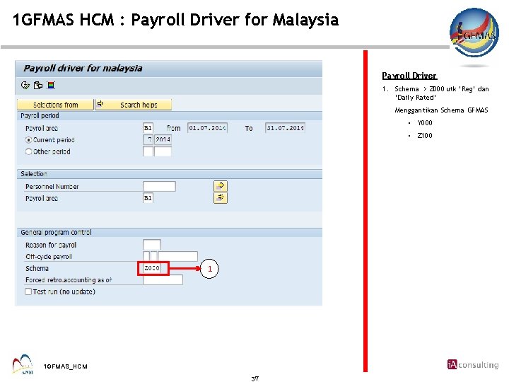 1 GFMAS HCM : Payroll Driver for Malaysia Payroll Driver 1. Schema > Z