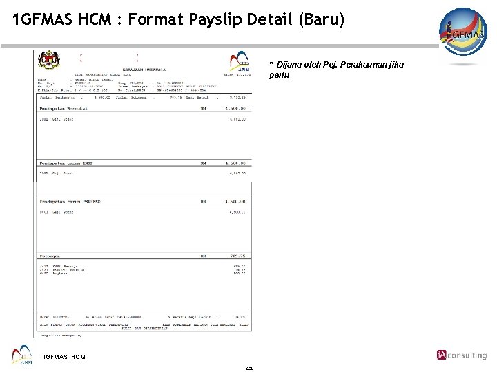 1 GFMAS HCM : Format Payslip Detail (Baru) * Dijana oleh Pej. Perakaunan jika