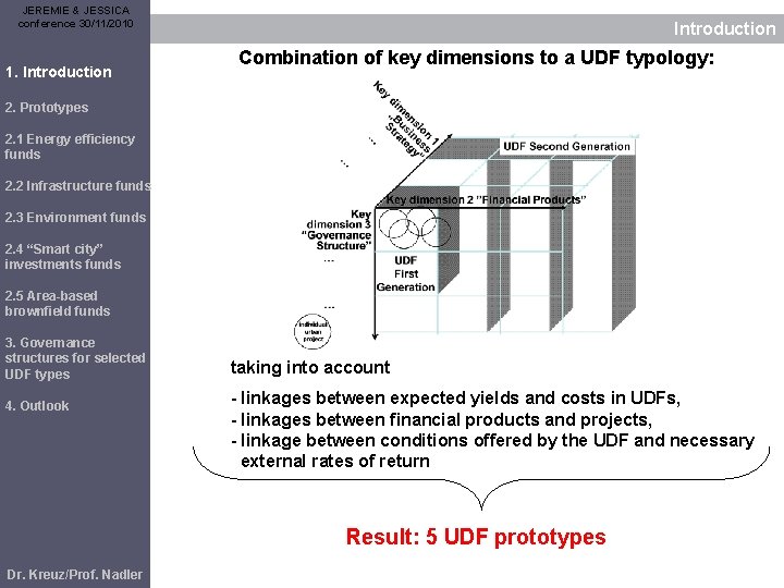 JEREMIE & JESSICA conference 30/11/2010 1. Introduction Combination of key dimensions to a UDF