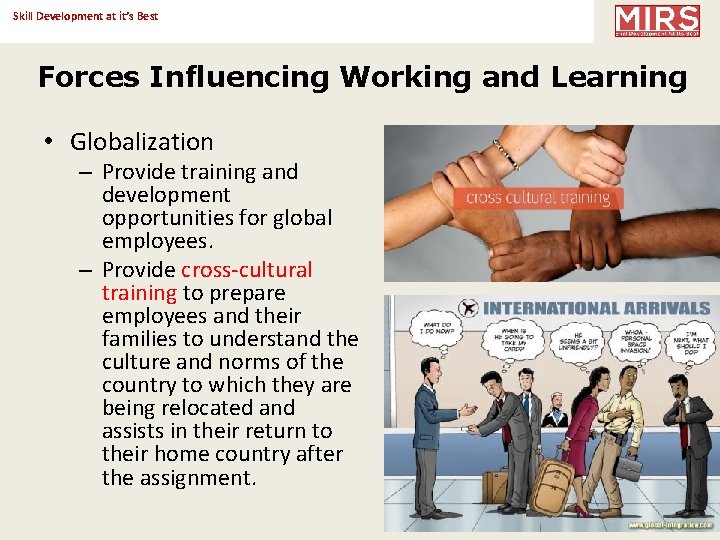 Skill Development at it’s Best Forces Influencing Working and Learning • Globalization – Provide