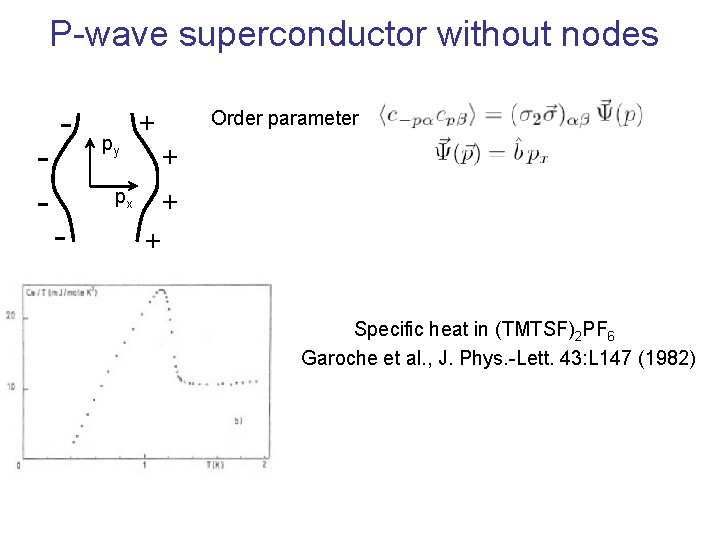 P-wave superconductor without nodes - - py + + px - Order parameter +