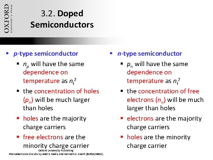 3. 2. Doped Semiconductors § p-type semiconductor § np will have the same dependence