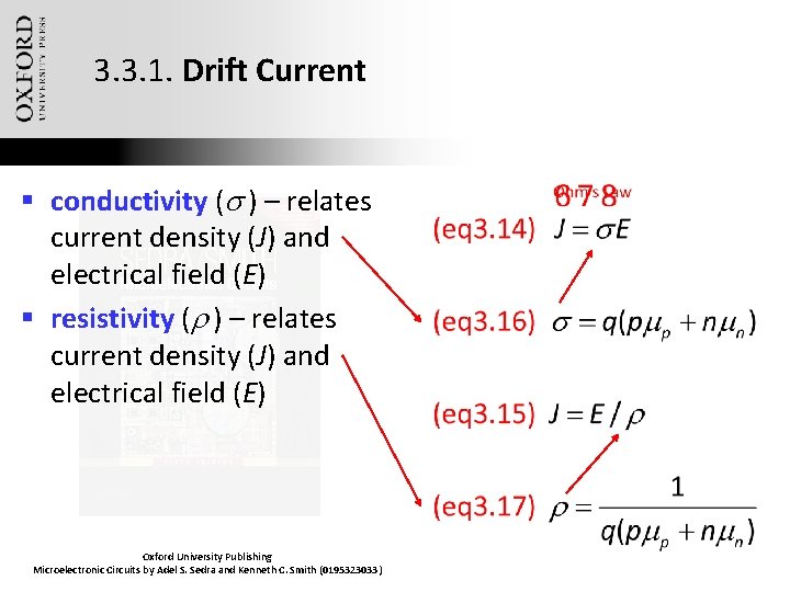 3. 3. 1. Drift Current § conductivity (s. ) – relates current density (J)