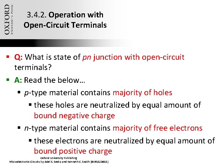 3. 4. 2. Operation with Open-Circuit Terminals § Q: What is state of pn