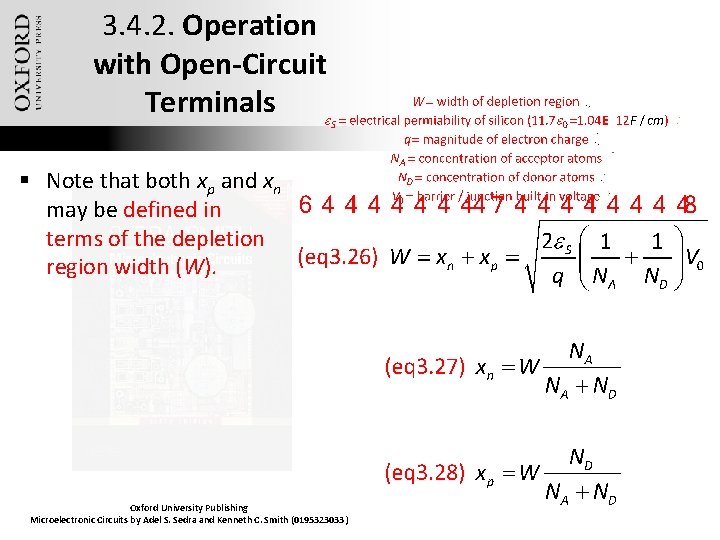 3. 4. 2. Operation with Open-Circuit Terminals § Note that both xp and xn