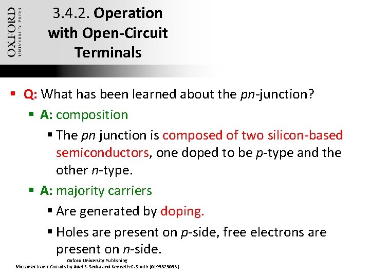3. 4. 2. Operation with Open-Circuit Terminals § Q: What has been learned about