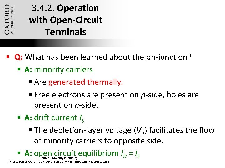 3. 4. 2. Operation with Open-Circuit Terminals § Q: What has been learned about