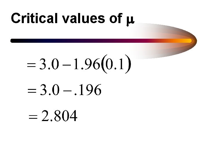 Critical values of m 