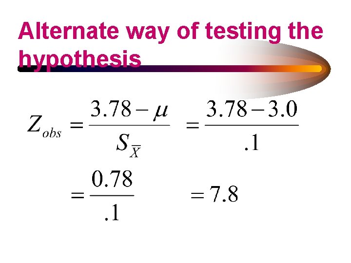 Alternate way of testing the hypothesis 