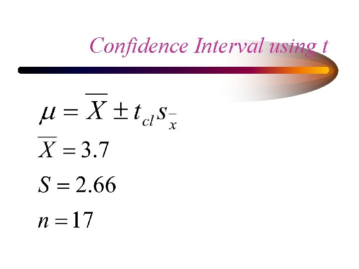 Confidence Interval using t 