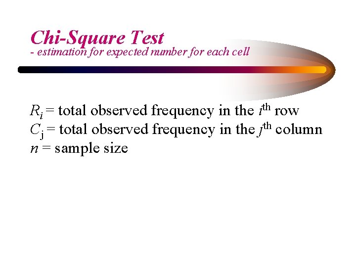 Chi-Square Test - estimation for expected number for each cell Ri = total observed