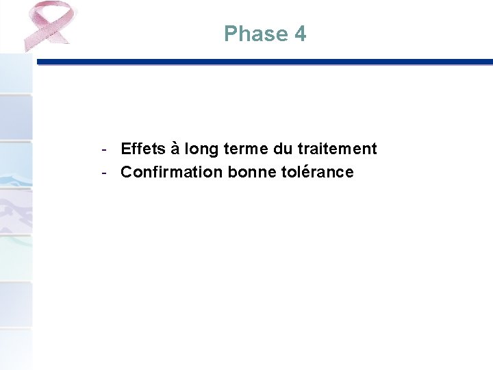 Phase 4 - Effets à long terme du traitement - Confirmation bonne tolérance 