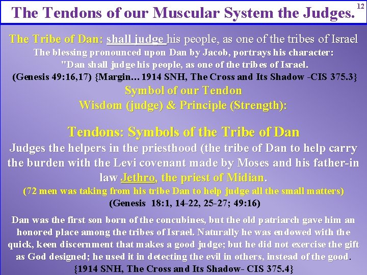 The Tendons of our Muscular System the Judges. 12 The Tribe of Dan: shall