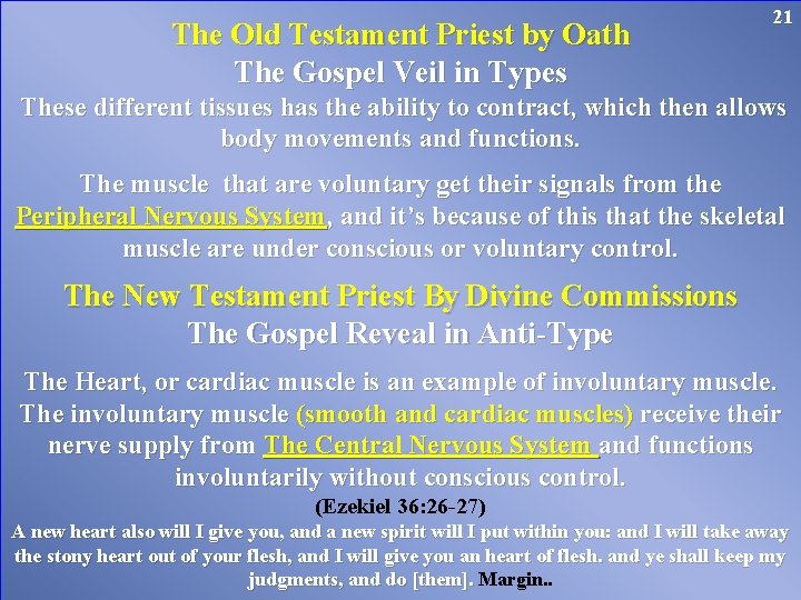 The Old Testament Priest by Oath The Gospel Veil in Types 21 These different
