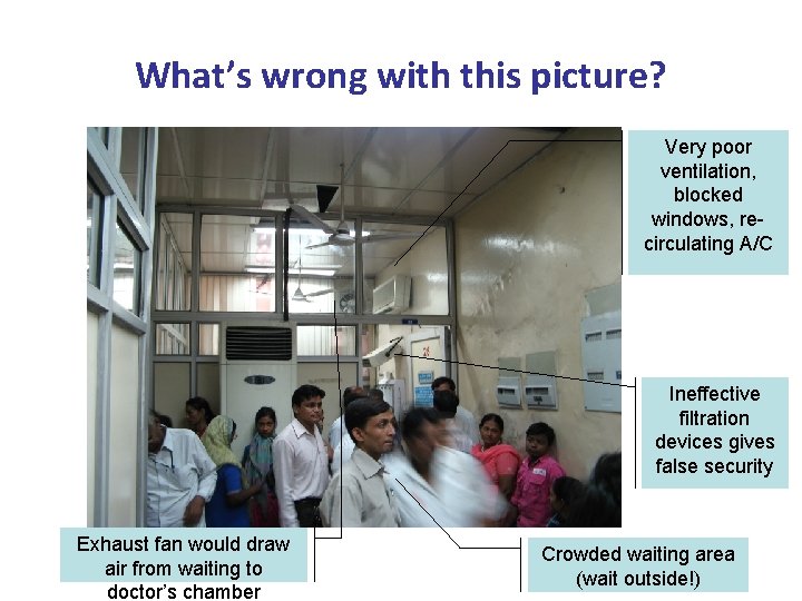 What’s wrong with this picture? Very poor ventilation, blocked windows, recirculating A/C Ineffective filtration