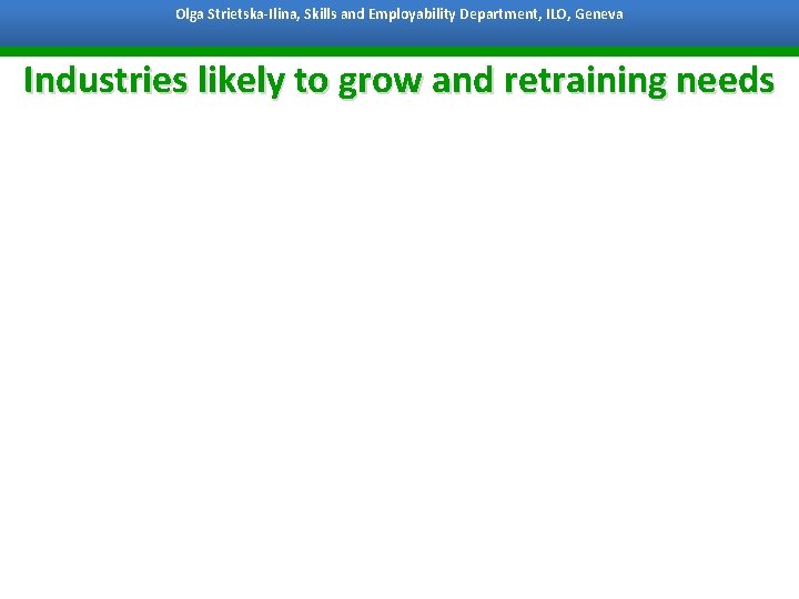 Olga Strietska-Ilina, Skills and Employability Department, ILO, Geneva Bangkok, 7 October 2011 Industries likely