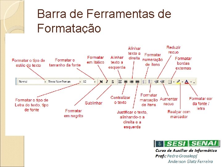 Barra de Ferramentas de Formatação 