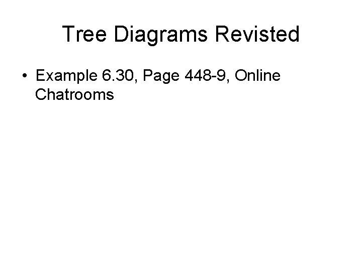 Tree Diagrams Revisted • Example 6. 30, Page 448 -9, Online Chatrooms 