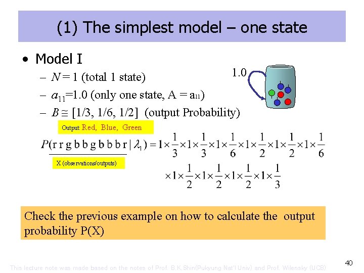 (1) The simplest model – one state • Model I 1. 0 – N