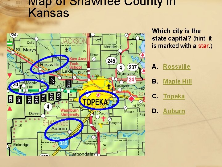 Map of Shawnee County in Kansas Which city is the state capital? (hint: it
