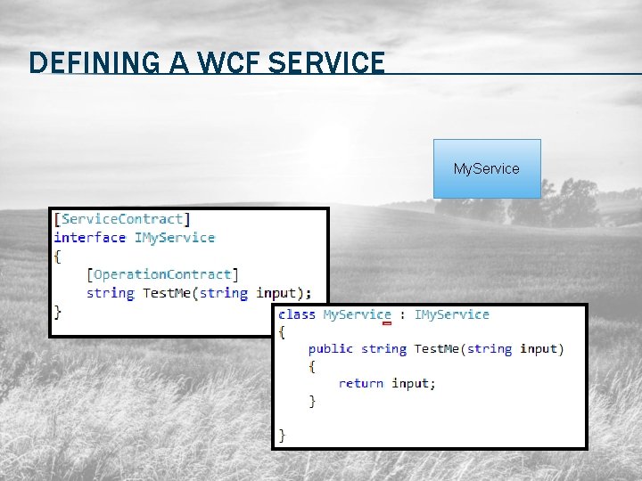 DEFINING A WCF SERVICE My. Service 